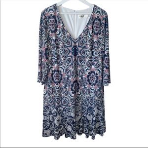 Eliza J Paisley Print Knit A-Line Mini Dress 18